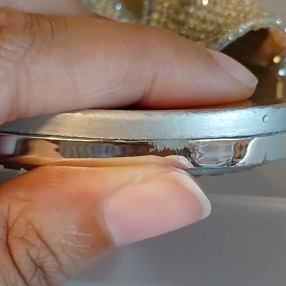 Michael Kors Size 9M Berkley T-Strap Silver Gold Glitter Zip Peep Toe Heels READ - Picture 13 of 16